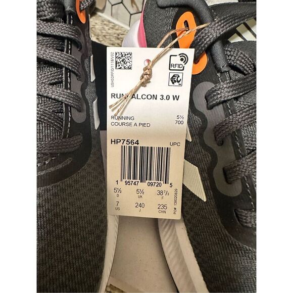 Adidas RunFalcon 3.0 Black and Pink Tennis Shoes Womens Size 7 New - Picture 6 of 6